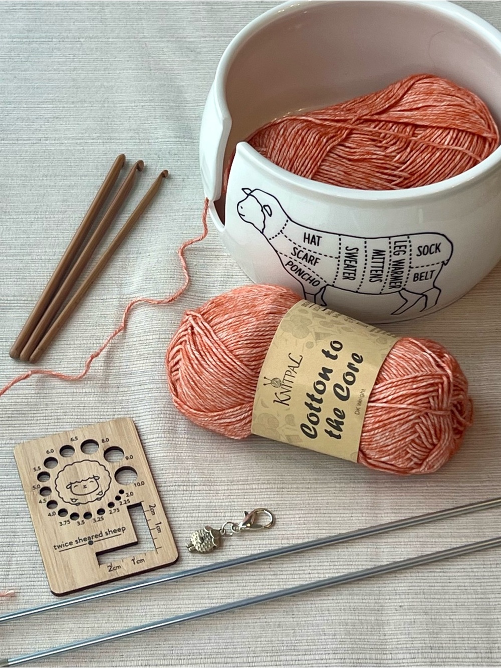 KnitPal Cotton to the Core Yarn Bundle – Pumpkin Orange Color – 3 Skeins